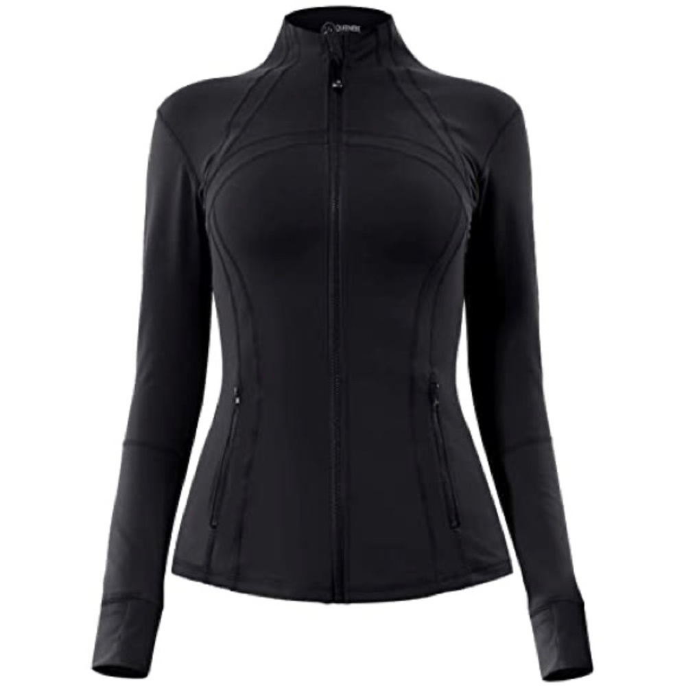black lululemon fitted zip up jacket
